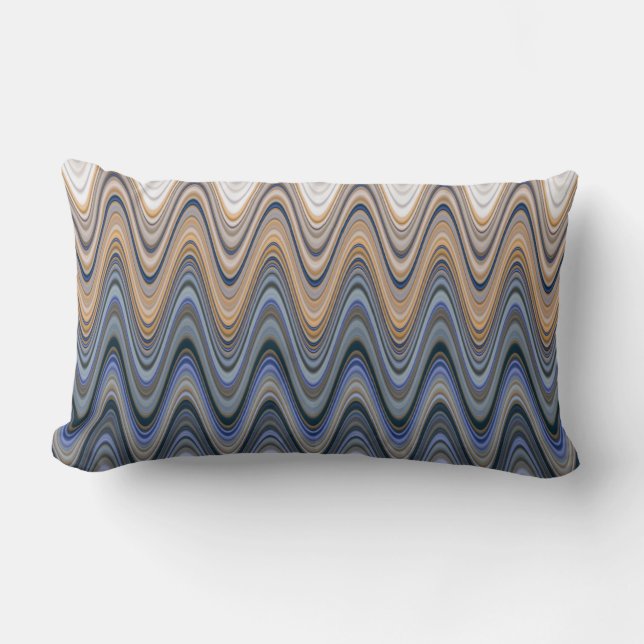 Coussin Rectangle Motif Wavy Gold et Blue Elegant (Recto)