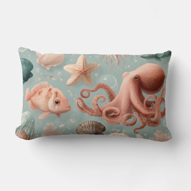 Coussin Rectangle Motif Whimsical Marine (Recto)