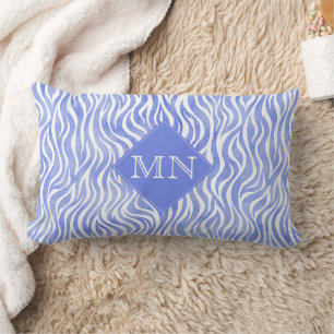 Coussin Rectangle Motif Zèbre bleu Denim Aquarelle   Monogramme