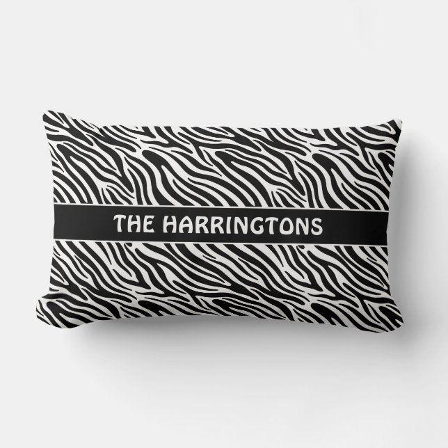 Coussin Rectangle Motif Zèbre Nom Personnalisé (Recto)