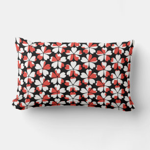 Coussin Rectangle Motifs de fleurs blanches rouges mignons