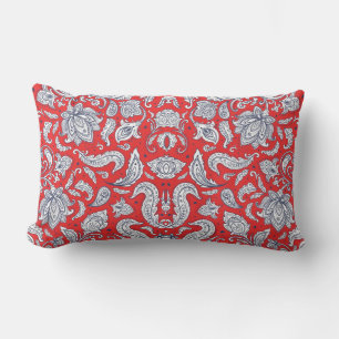 Coussin Rectangle Motifs de fleurs vintage rouges mignons
