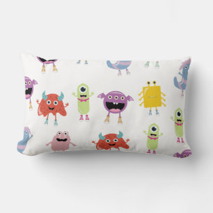 Coussin Rectangle Motifs Enfants Drôles de Monstres Colorés Mignons