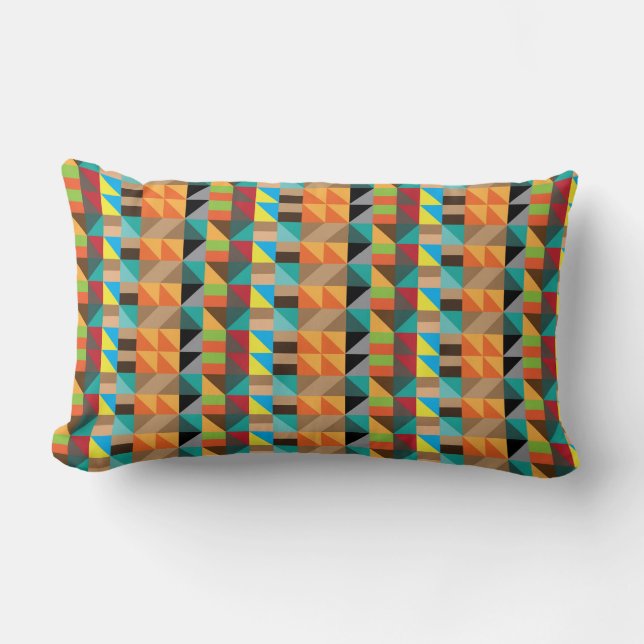 Coussin Rectangle motifs géométriques colorés (Recto)