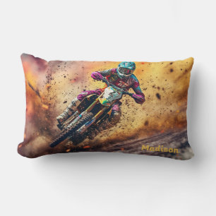 Coussin Rectangle Motocross de nom personnalisé