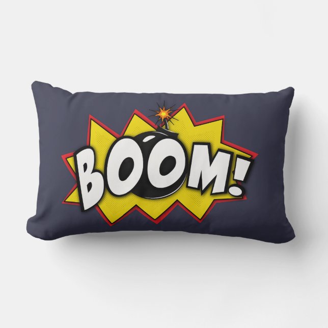 Coussin Rectangle Mots comiques d'action de super héros de boom (Recto)