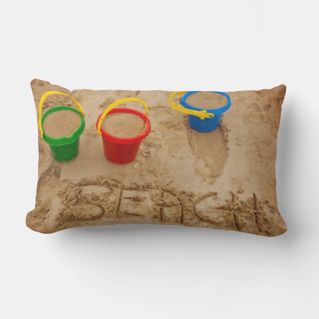 Coussin Rectangle Mots de sable de plage (Recto)