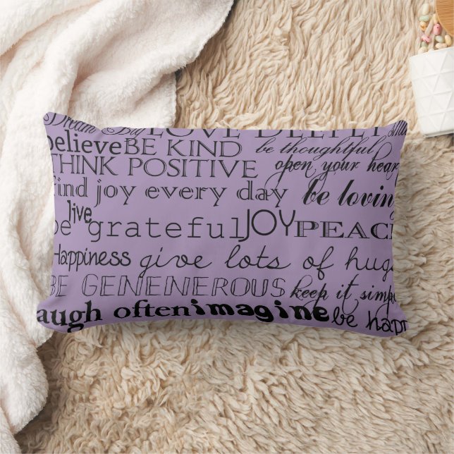 Coussin Rectangle Mots Inspirants Violet Noir (Couverture)