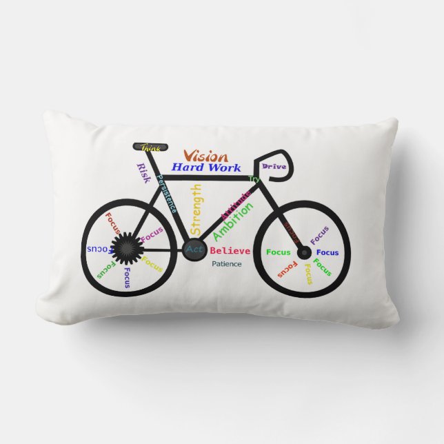 Coussin Rectangle Mots Motivationnels, Vélo, Cyclisme, Moke Mens (Recto)