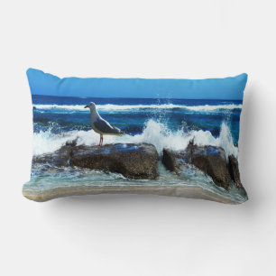 Coussin Rectangle Mouette Sur Les Rochers De Plage,