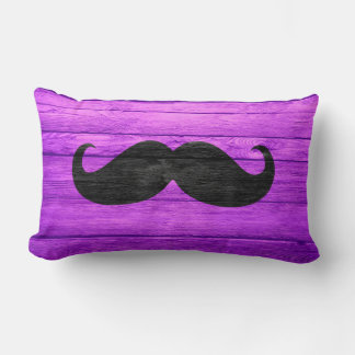 Coussin Rectangle Moustache noire sur bois de violet
