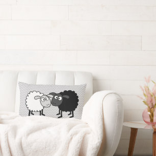 Coussin Rectangle Mouton noir Mouton blanc Épervier