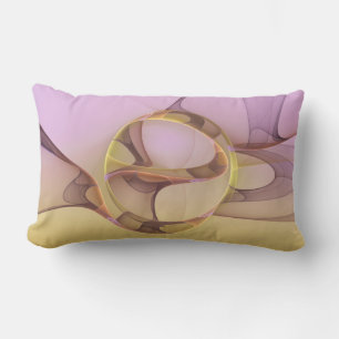Coussin Rectangle Mouvements Abstraits Art Fractal Moderne Rose Doré