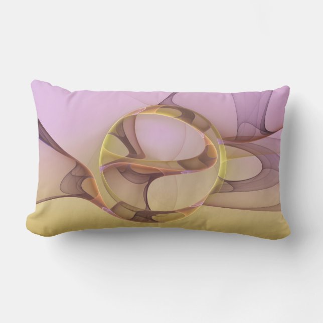 Coussin Rectangle Mouvements Abstraits Art Fractal Moderne Rose Doré (Recto)