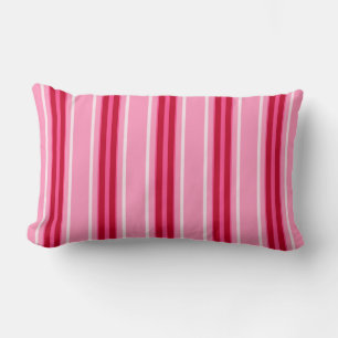 Coussin Rectangle Moyens du siècle moderne rayures, rose et bordeaux