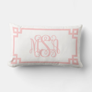 Coussin Rectangle MSA Clé rose pâle grec Monogramme