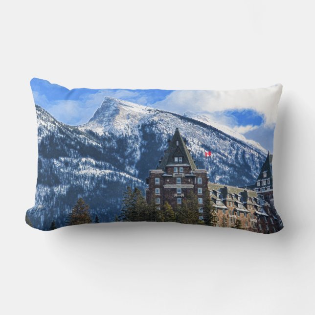Coussin Rectangle Mt Rundle and Famous Hotel, Banff, Alb., Canada (Recto)
