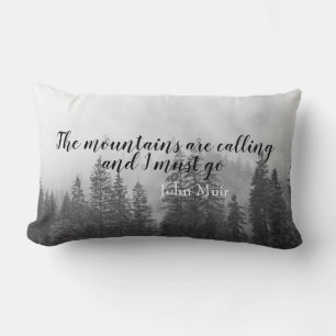 Coussin Rectangle Muir cite la montagne qui appelle noir & blanc