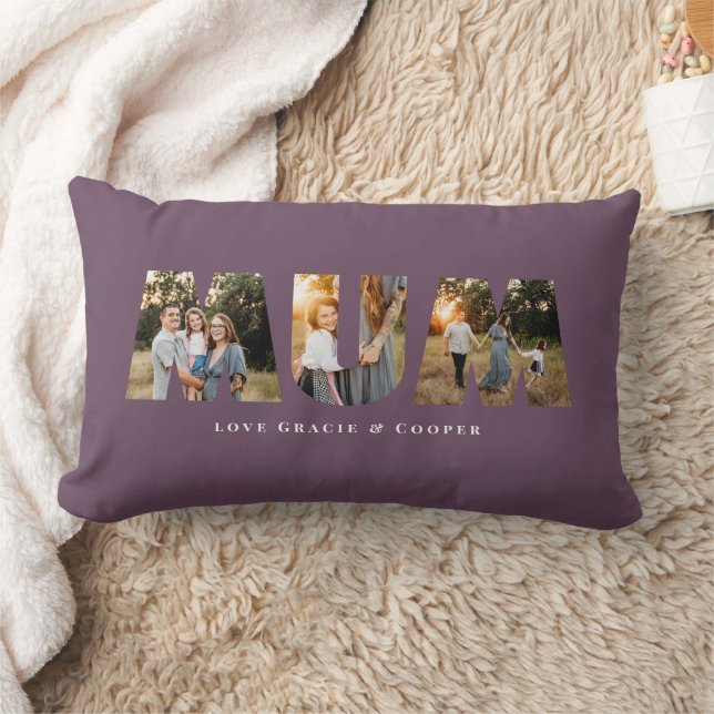 Coussin Rectangle Mum 3 photo moderne élégant violet mère jour (Couverture)
