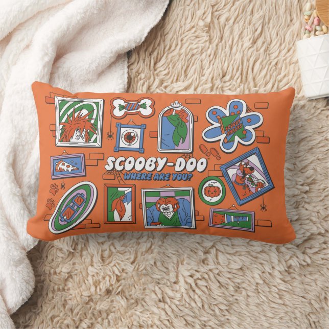 Coussin Rectangle Mur de cadres photo d'Halloween de Scooby-Doo (Couverture)