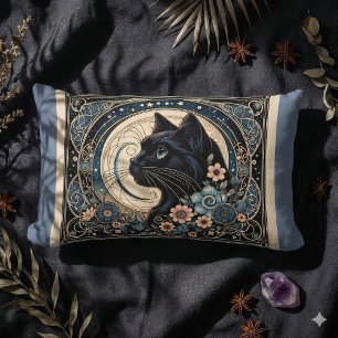 Coussin Rectangle Muse de minuit dans un cadre de lune à pétales