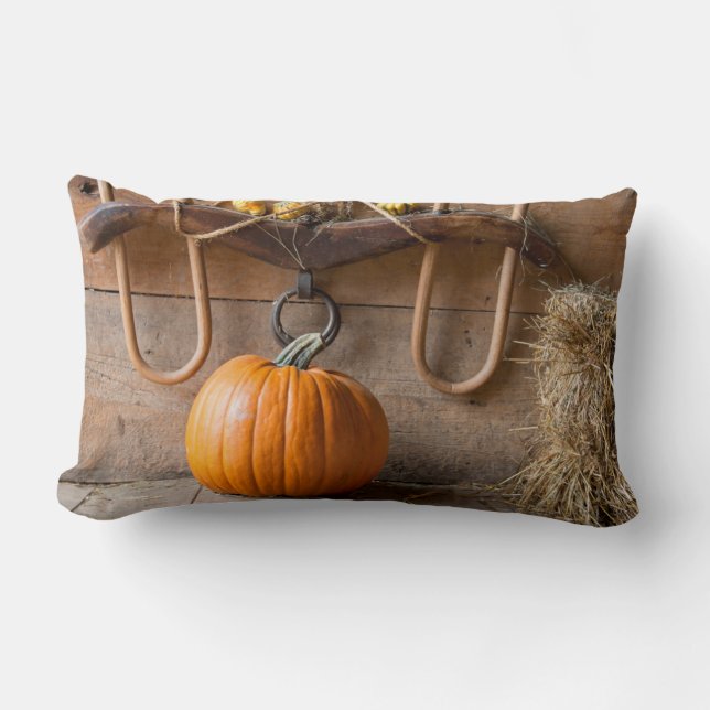 Coussin Rectangle Musée des agriculteurs. Citrouille dans une grange (Recto)