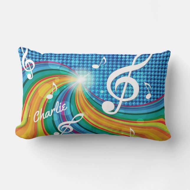 Coussin Rectangle Music Illustration nom personnalisé lancer des ore (Recto)