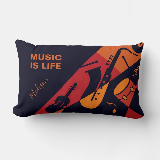 Coussin Rectangle Musique Abstraite nom personnalisé & lancers texte (Recto)