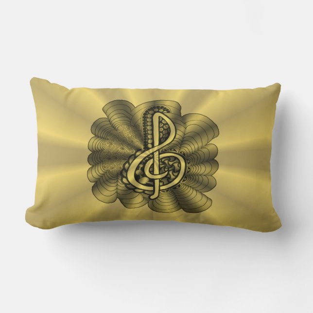 Coussin Rectangle Musique Treble Clef Gold Music Decor (Recto)