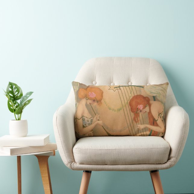Coussin Rectangle Musique vintage anges musiciens victoriens flûte h (Chaise)