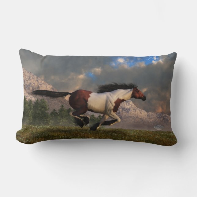 Coussin Rectangle Mustang galopant (Recto)