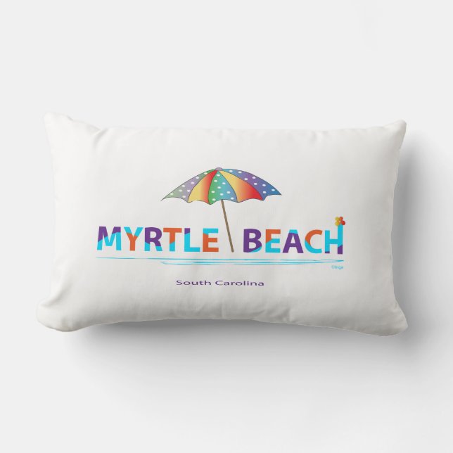 Coussin Rectangle Myrtle Beach, SC avec Umbrella Graphic (Recto)