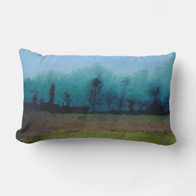 Coussin Rectangle mystique verte et noire paysage forestier pittores (Recto)