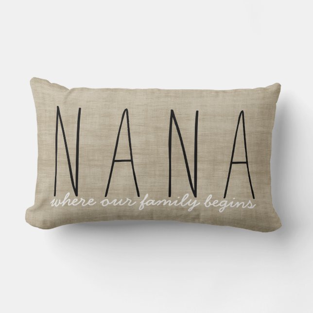 Coussin Rectangle Nana... où notre famille commence Grand-mère Couss (Recto)