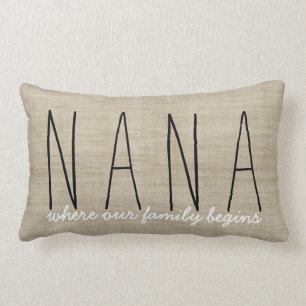 Coussin Rectangle Nana... où notre famille commence Grand-mère Couss