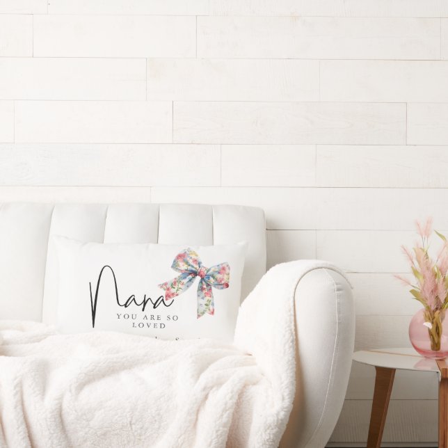 Coussin Rectangle Nana vous êtes tellement aimé bow rose manuscrit (Canapé)