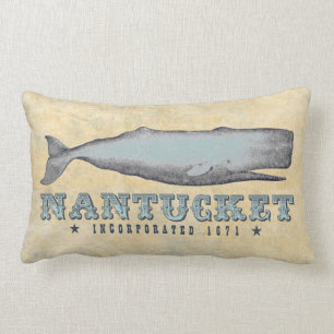 Coussin Rectangle Nantucket Baleine vintage MA Massachusetts Inc 167