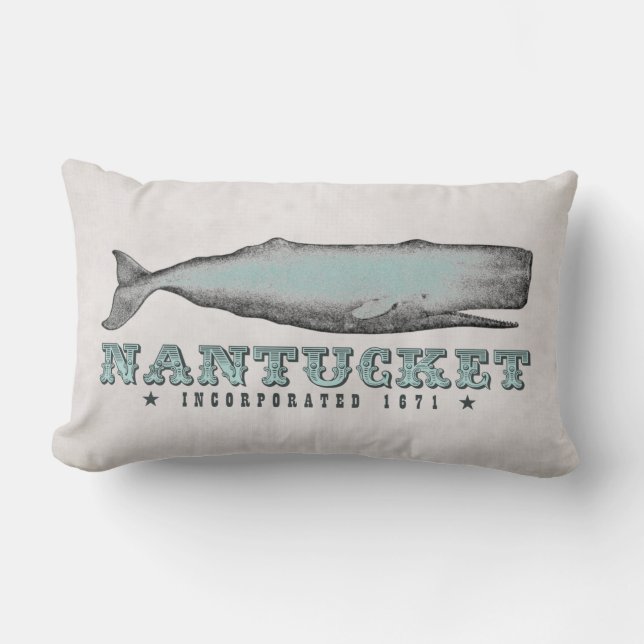 Coussin Rectangle Nantucket Baleine vintage Massachusetts Inc 1671 (Recto)