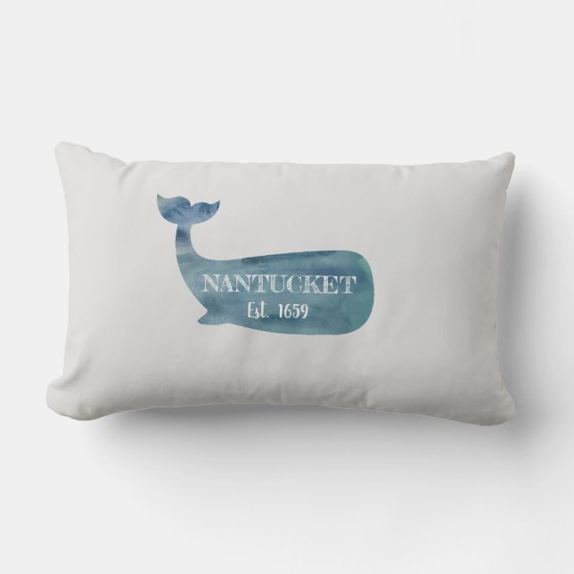 Coussin Rectangle Nantucket Blue Whale Beach (Recto)
