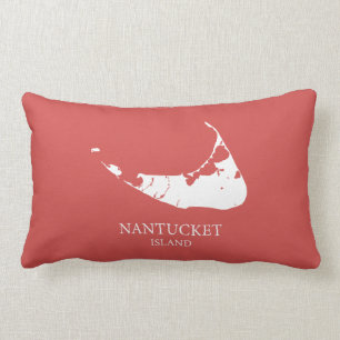 Coussin Rectangle Nantucket Island Map nantucket rouge Lumbar Coussi