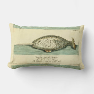 Coussin Rectangle Narwhal Antique Baleine Aquarelle Art scientifique