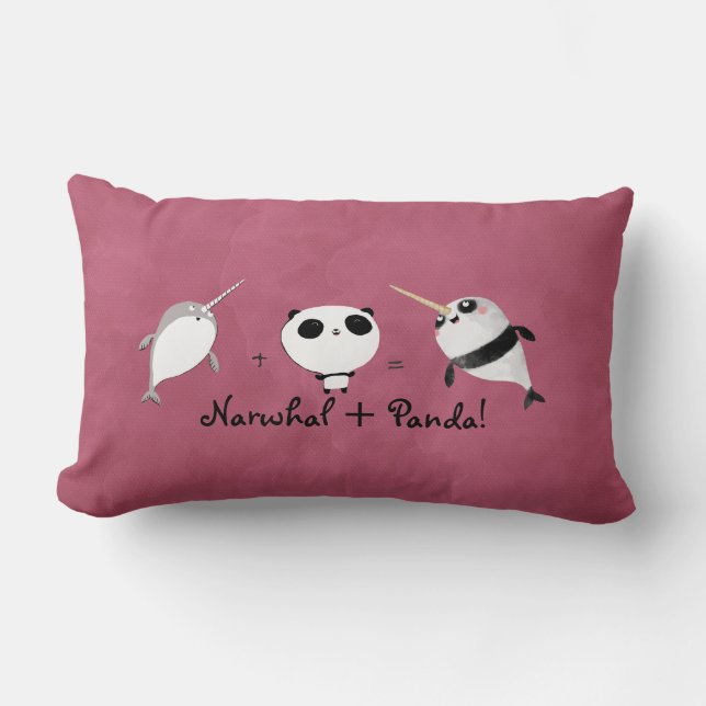Coussin Rectangle Narwhal plus le panda ! (Recto)