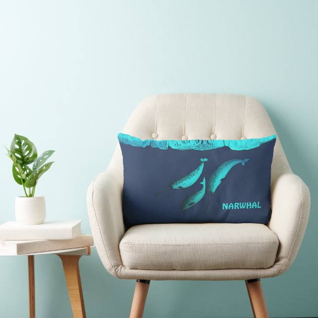 Coussin Rectangle Narwhal Sous La Glace (Chaise)