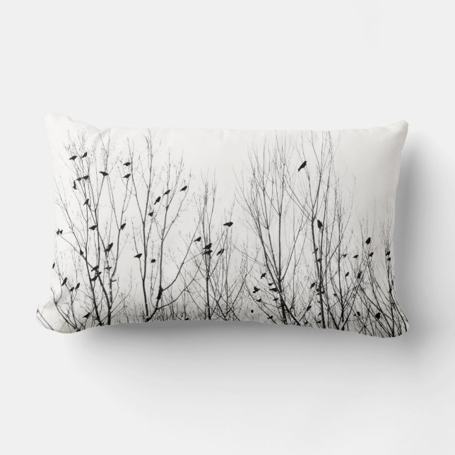 Coussin Rectangle Nature en noir et blanc (Recto)