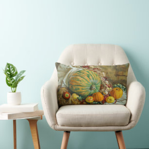 Coussin Rectangle Nature morte de la récolte rustique avec citrouill
