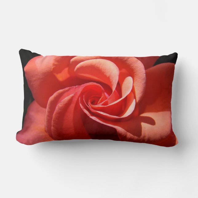 Coussin Rectangle Nature orange de roses de carreau en spirale rose (Recto)