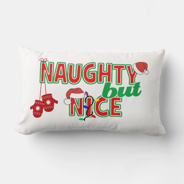 Coussin Rectangle Naughty mais Nice drôle Noël 2 côté (Recto)