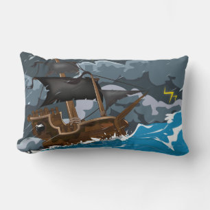 Coussin Rectangle Navire Pirate dans la Tempête