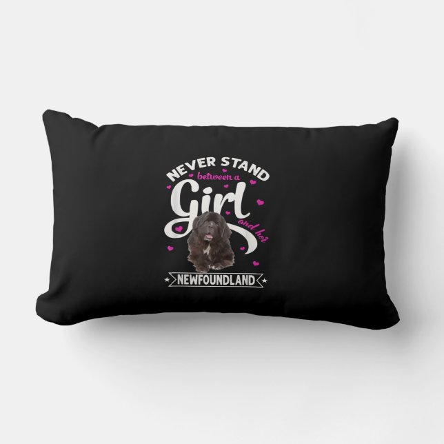 Coussin Rectangle Ne Restez Jamais Entre Une Fille Et Sa Terre-Neuve (Recto)