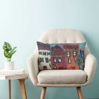 Coussin Rectangle needle punc neighborhood design pillow/houses